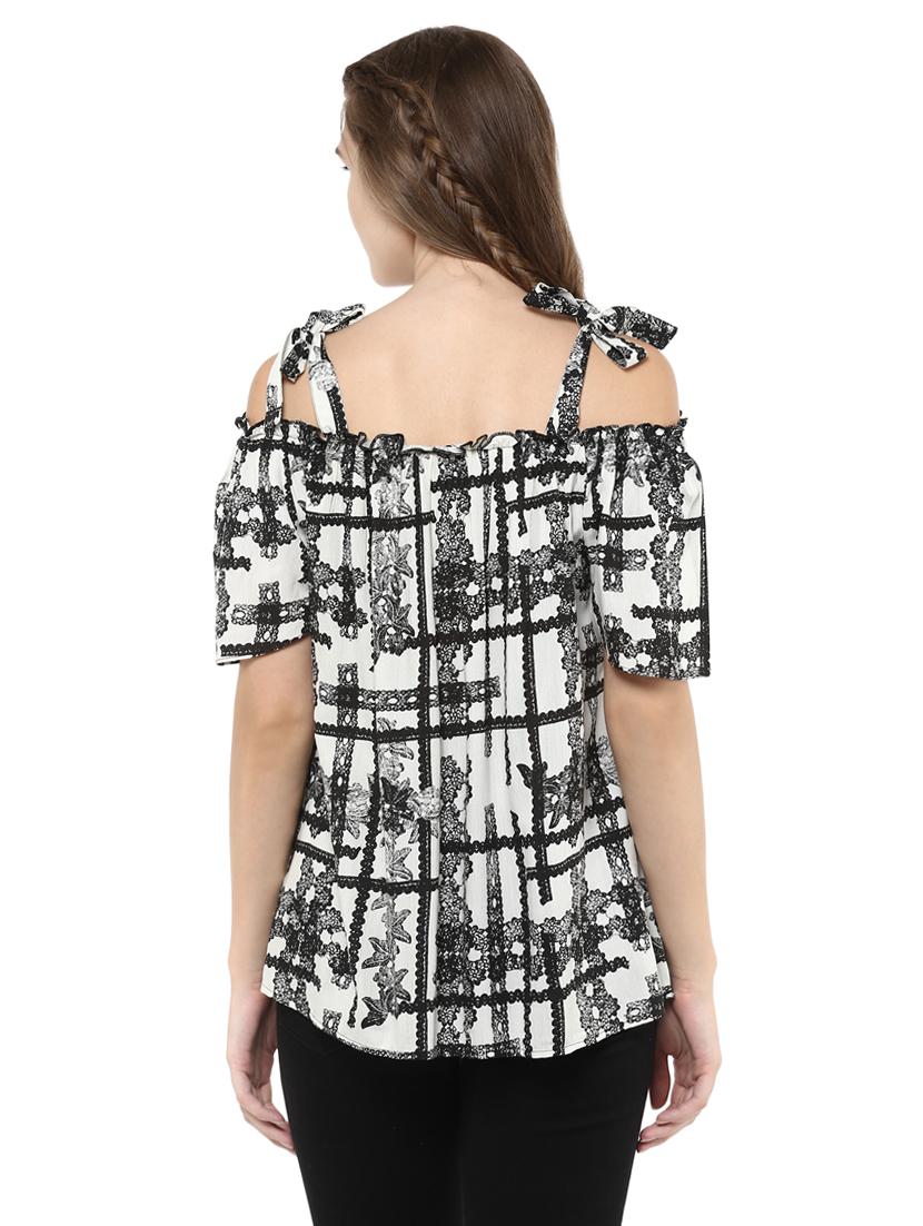 white printed viscose top - 14334488 - Zoom Image - 3