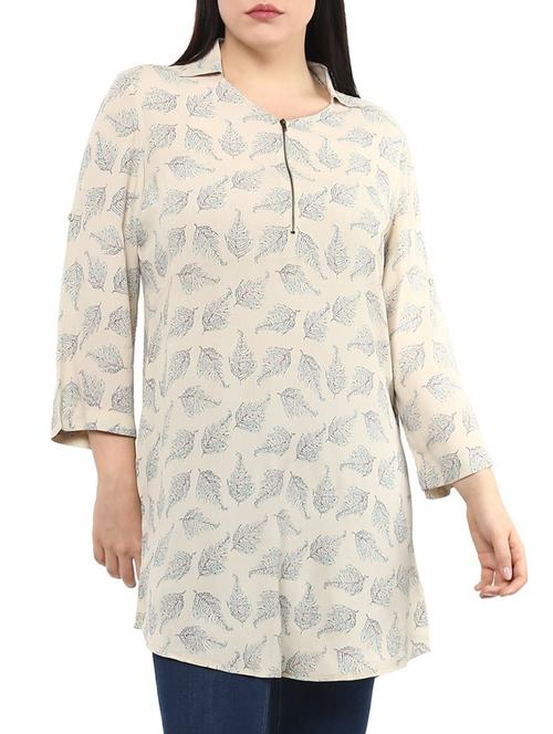beige printed viscose tunic - 14334507 - Standard Image - 1