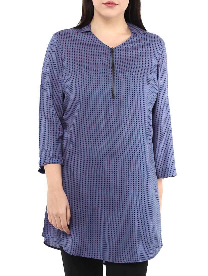 blue printed viscose plus tunic - 14334509 - Zoom Image - 1