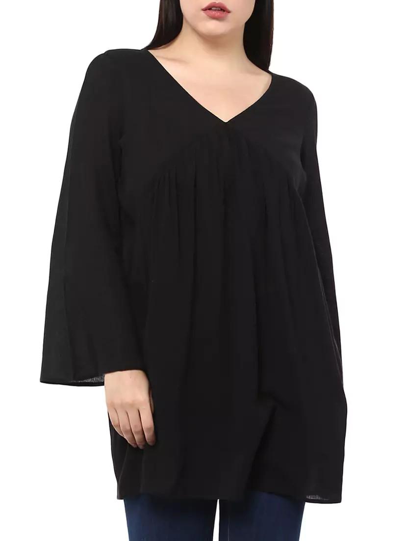solid black cotton casual top - 14334511 - Zoom Image - 1