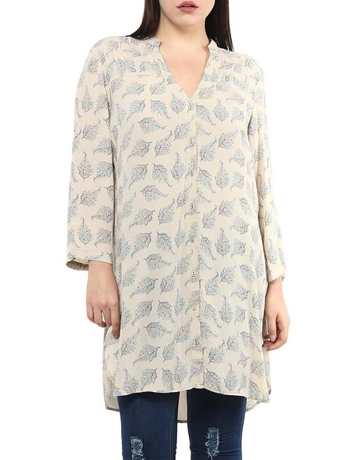 beige printed viscose tunic - 14334515 - Standard Image - 1