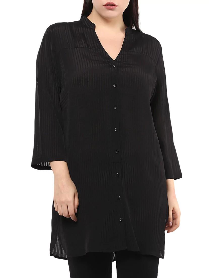 solid black viscose casual tunic - 14334516 - Zoom Image - 1
