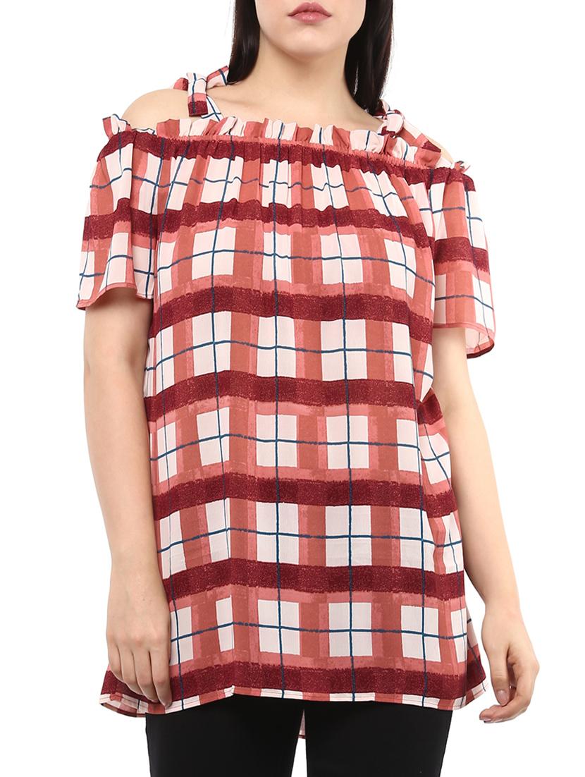 red printed casual top - 14334521 - Zoom Image - 1