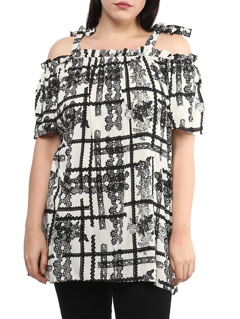 white printed viscose top - 14334522 - Zoom Image - 1