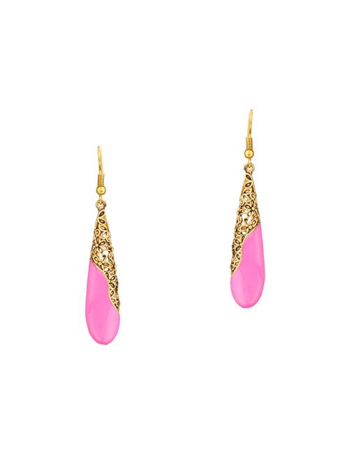 pink brass drop earrings - 14337540 - Standard Image - 1