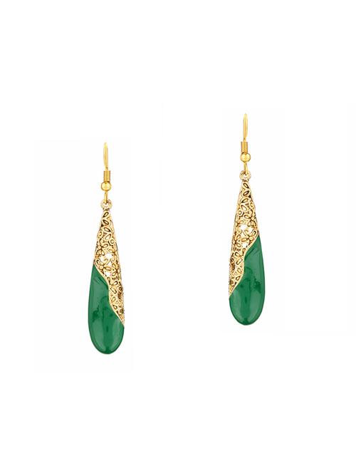 green brass drop earrings - 14337542 - Standard Image - 1