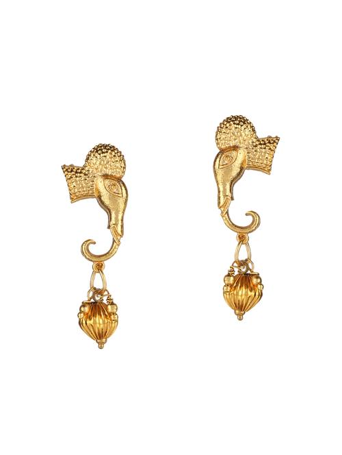 gold brass studs earrings - 14337566 - Standard Image - 1