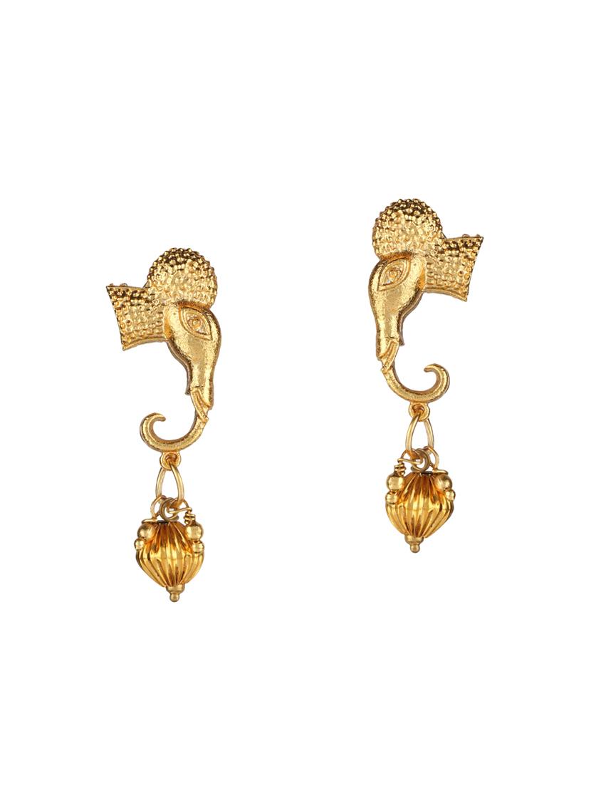 gold brass studs earrings - 14337566 - Zoom Image - 1