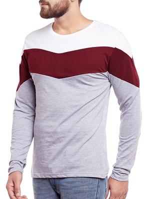 grey cotton color block t-shirt - 14340072 - Standard Image - 2
