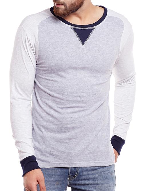 grey cotton color block t-shirt - 14340074 - Standard Image - 1