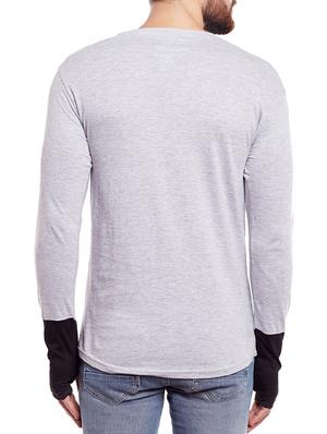 grey colorblock thumb hole t-shirt - 14340075 - Standard Image - 3