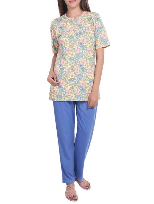 floral top with pajama set - 14340585 - Standard Image - 1