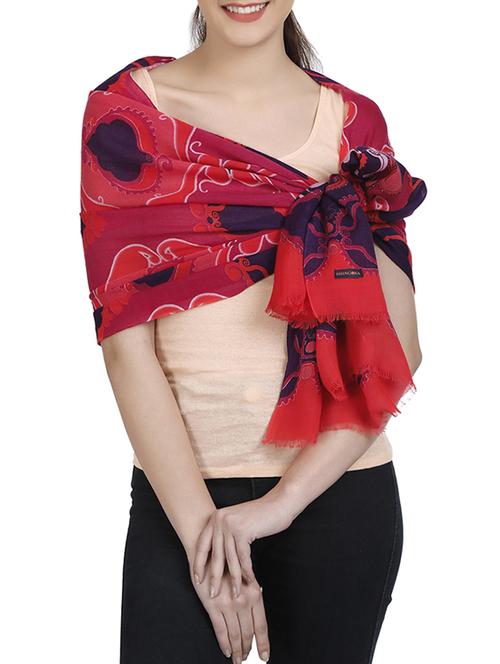 pink woollen stole - 14341400 - Standard Image - 1