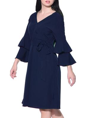navy blue crepe ruffle dress - 14341821 - Standard Image - 2