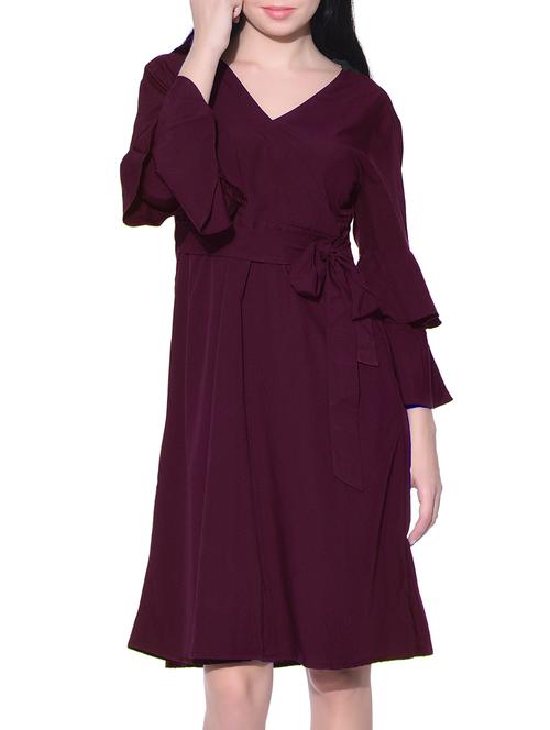 women's wrap solid dress - 14341823 -  Standard Image - 0