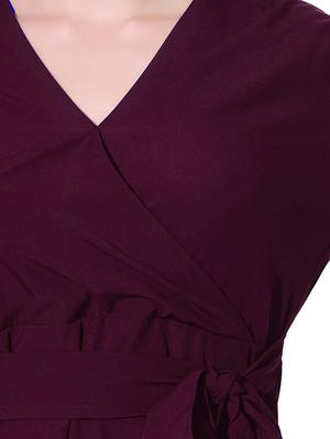 wine crepe ruffle dress - 14341823 - Standard Image - 4