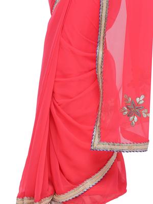 gota patti lace border saree with blouse - 14343532 - Standard Image - 3