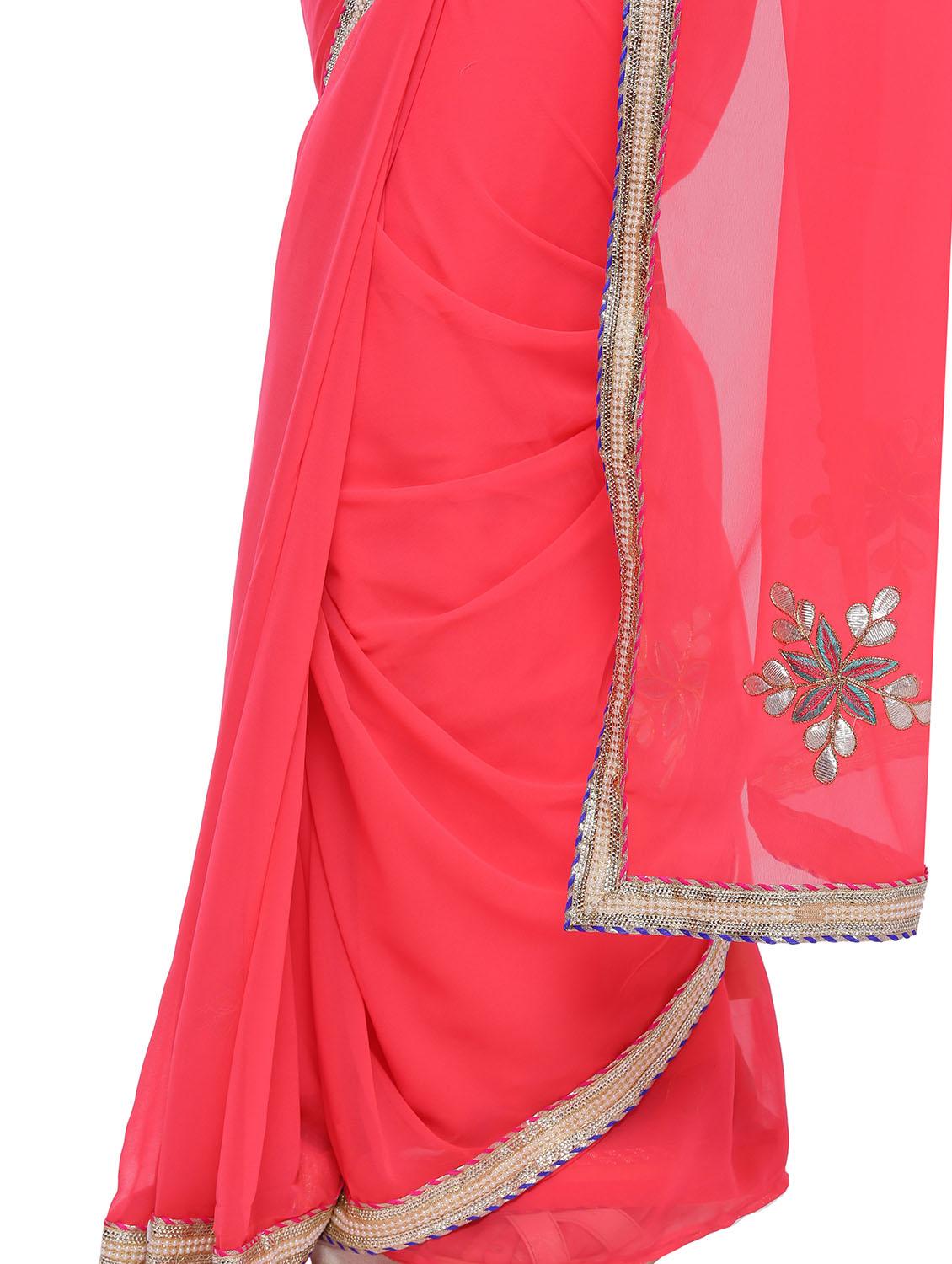 gota patti lace border saree with blouse - 14343532 - Zoom Image - 3