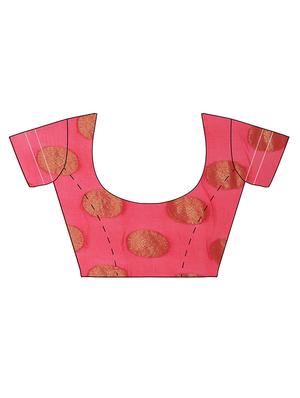 pink georgette woven saree with blouse - 14343534 - Standard Image - 4