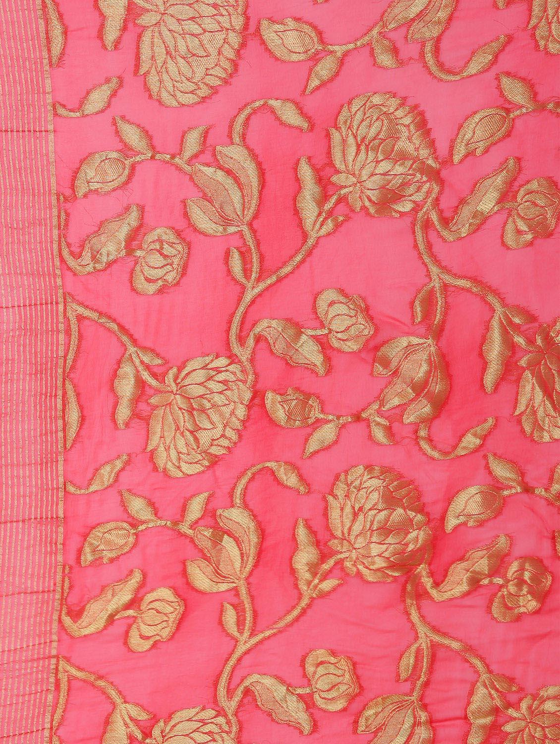 pink georgette woven saree with blouse - 14343534 - Zoom Image - 5