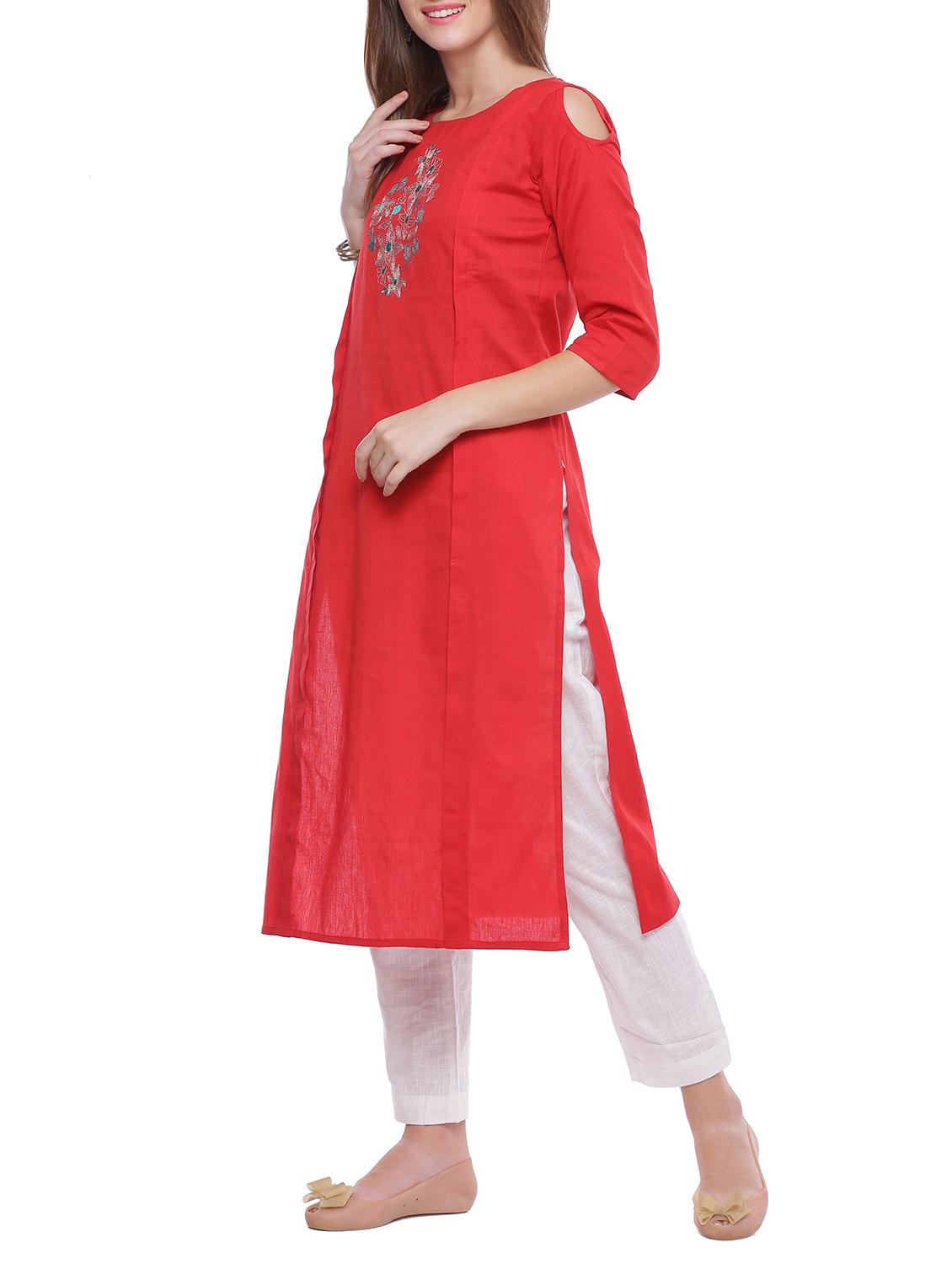 embroidered straight kurta - 14343544 - Zoom Image - 2