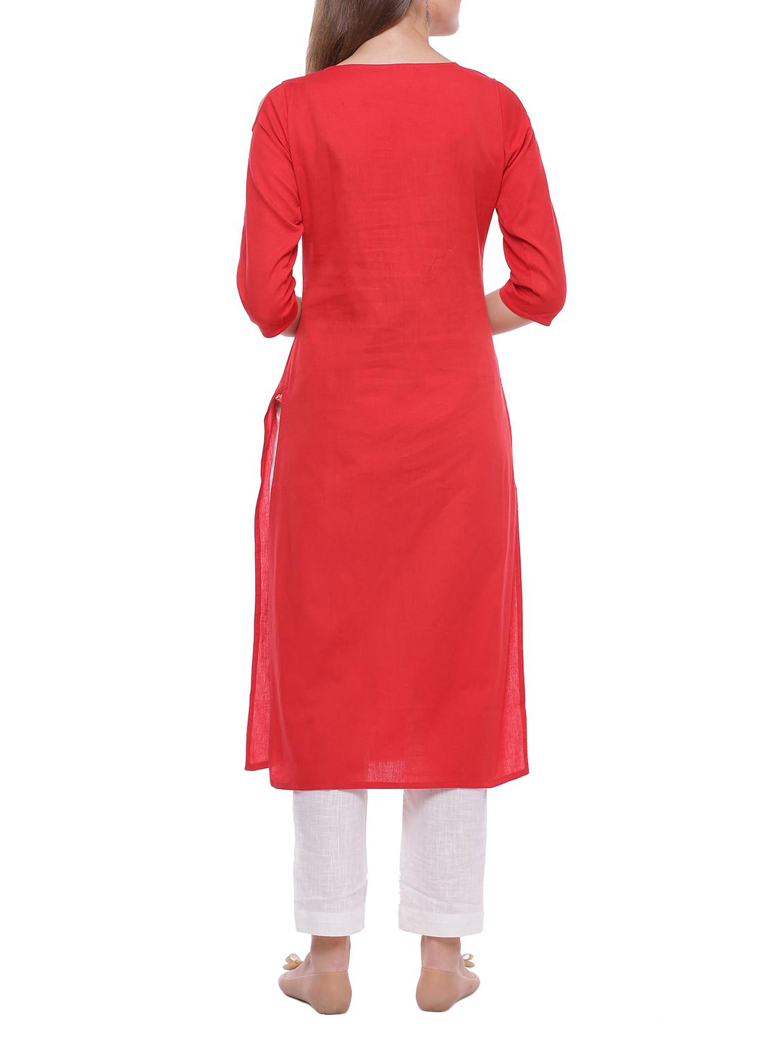 embroidered straight kurta - 14343544 - Zoom Image - 3