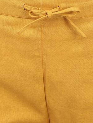 yellow cotton flat front trousers pant - 14343734 - Standard Image - 4
