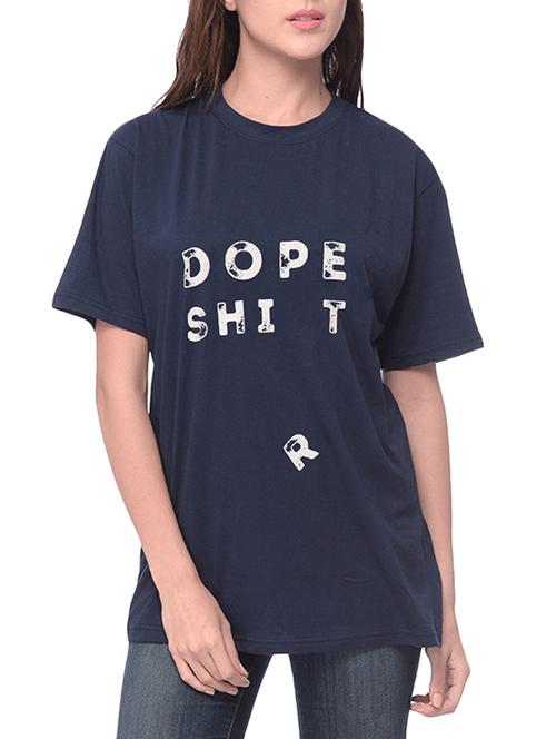 navy blue printed cotton regular tee - 14343889 - Standard Image - 1