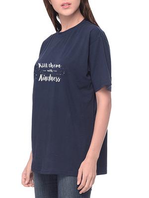 navy blue printed cotton regular tee - 14343892 - Standard Image - 2