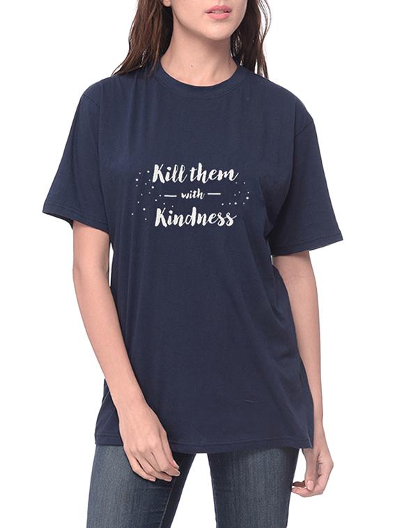 navy blue printed cotton regular tee - 14343892 - Zoom Image - 1
