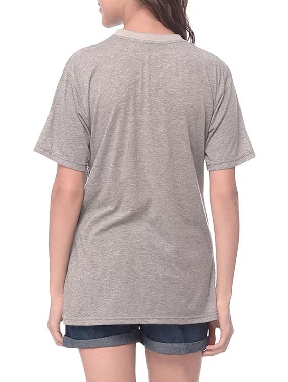 grey printed cotton regular tee - 14343893 - Zoom Image - 3