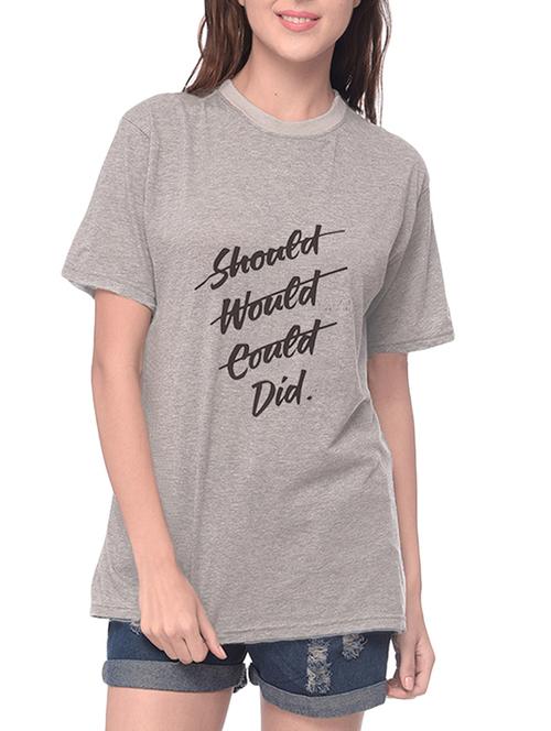 grey printed cotton regular tee - 14343895 - Standard Image - 1