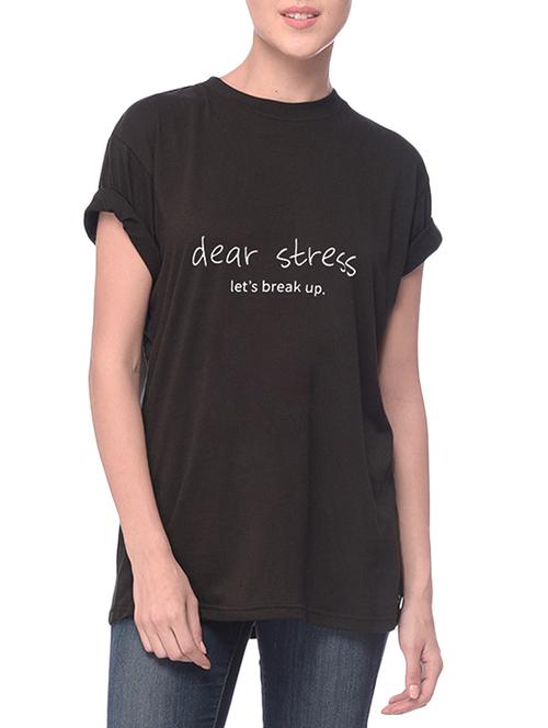 black printed cotton regular tee - 14343896 - Standard Image - 1