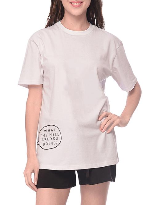 white printed cotton regular tee - 14343897 - Standard Image - 1