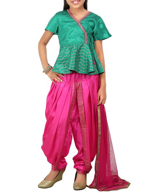 KAANCHIE NANGGIA block printed dhoti pant & peplum top suit set - 14344181 - Standard Image - 1