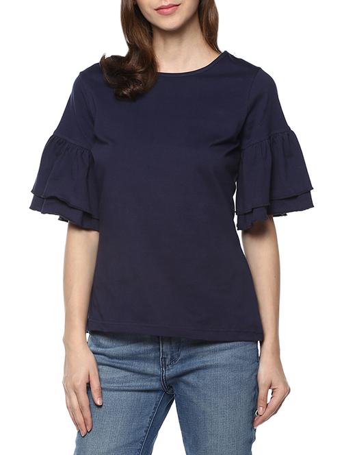 layered ruffle sleeved top - 14348394 - Standard Image - 1