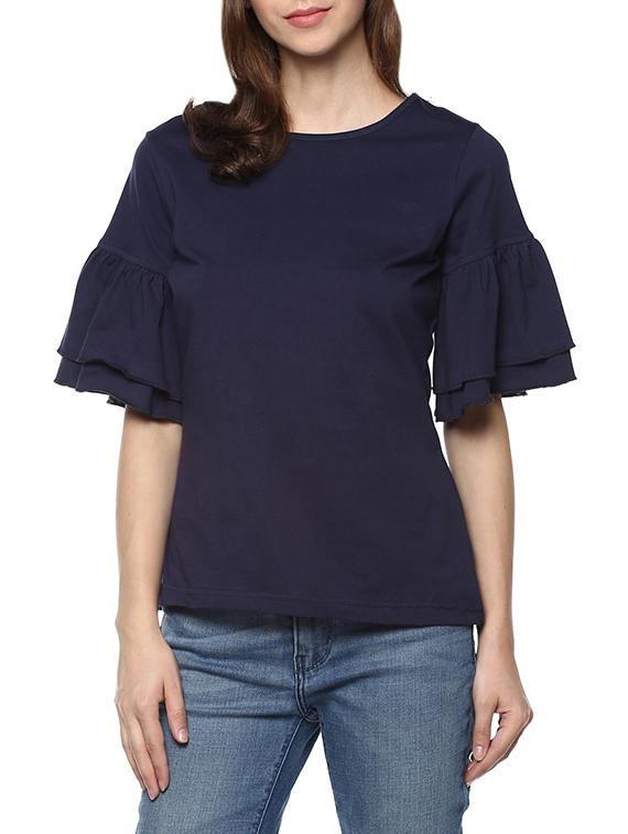 layered ruffle sleeved top - 14348394 - Zoom Image - 1