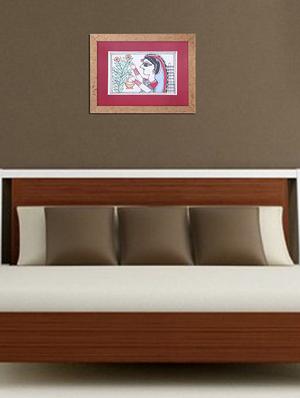 madhubani handmade painting wooden glass frame - 14348677 - Standard Image - 2