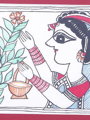 madhubani handmade painting wooden glass frame - 14348677 - Standard Image - 4
