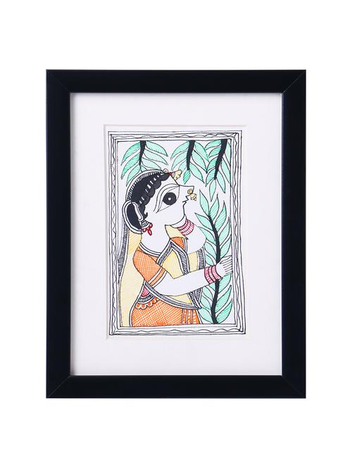 madhubani handmade painting wooden glass frame - 14348686 - Standard Image - 1