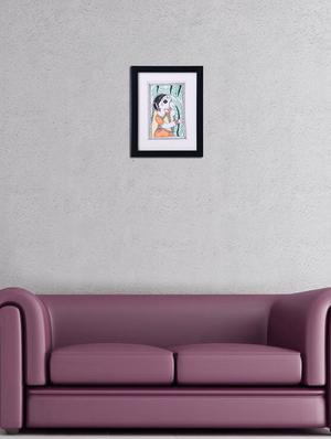 madhubani handmade painting wooden glass frame - 14348686 - Standard Image - 2