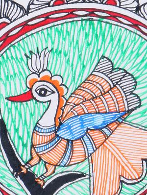 madhubani handmade painting wooden glass frame - 14348705 - Standard Image - 4