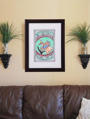 madhubani handmade painting wooden glass frame - 14348705 - Standard Image - 5