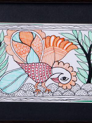 madhubani handmade painting wooden glass frame - 14348706 - Standard Image - 4