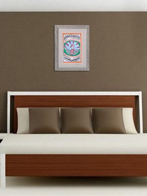 madhubani handmade painting wooden glass frame - 14348718 - Standard Image - 2
