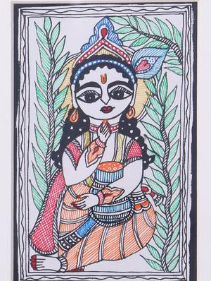 madhubani handmade painting wooden glass frame - 14348719 - Standard Image - 4