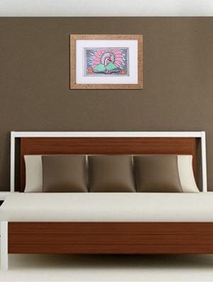 madhubani handmade painting wooden glass frame - 14348725 - Standard Image - 2