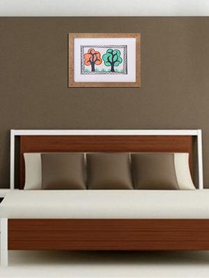 madhubani handmade painting wooden glass frame - 14348727 - Standard Image - 2