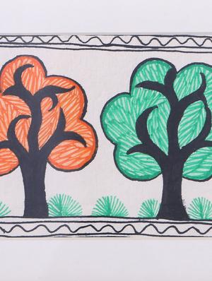 madhubani handmade painting wooden glass frame - 14348727 - Standard Image - 4