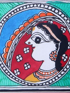 madhubani handmade painting wooden glass frame - 14348754 - Standard Image - 6